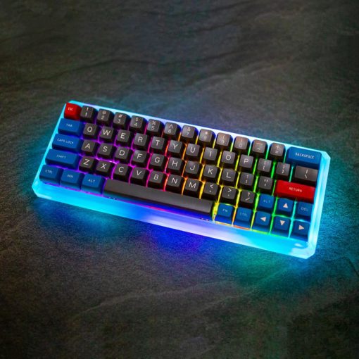 Maxkey Blue and Gray GK64s Teal and Purple LEDs