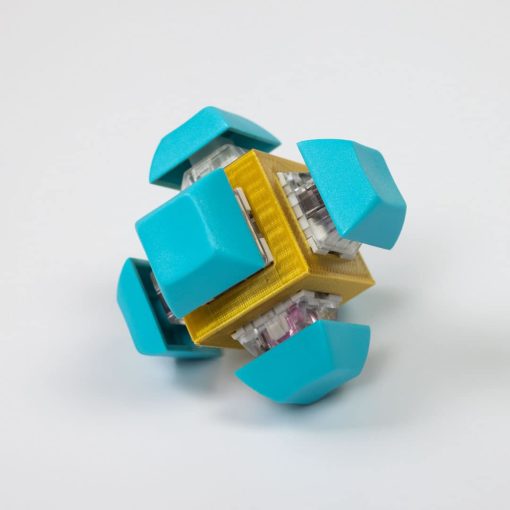 Gold Fidget Cube Teal Keycaps