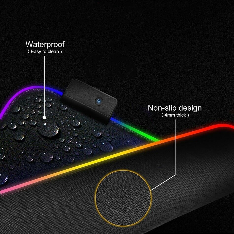 RGB Gaming Mouse Pad LED Keyboard Mat Non Slip Base Desk Pad Stitched Edge for Office Home Laptop Travel Cute Dinosaur 900x400x4mm A 