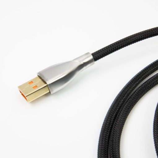 Black Coiled USB C cable with Aviator Connector Coil USB A