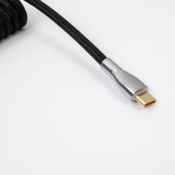 Black Coiled USB C cable with Aviator Connector Coil USB C