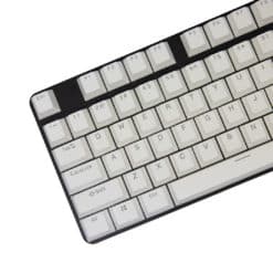 Cherry Profile White PBT Keycaps with Transparent Top Legends LED Off Close