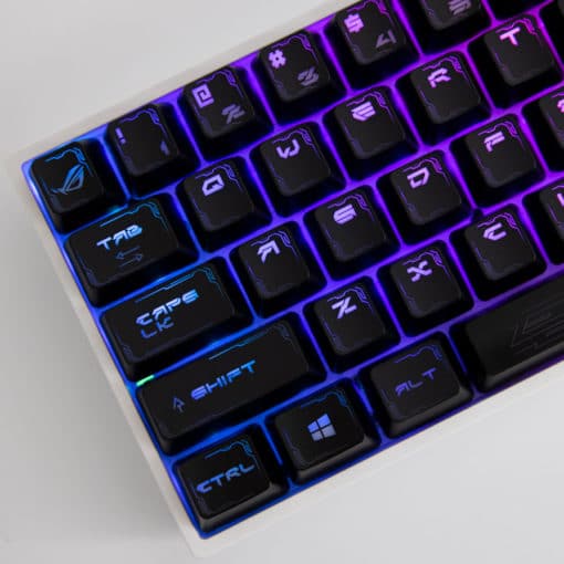 OEM Profile Black Gaming Style Keycaps with Translucent Legends Main