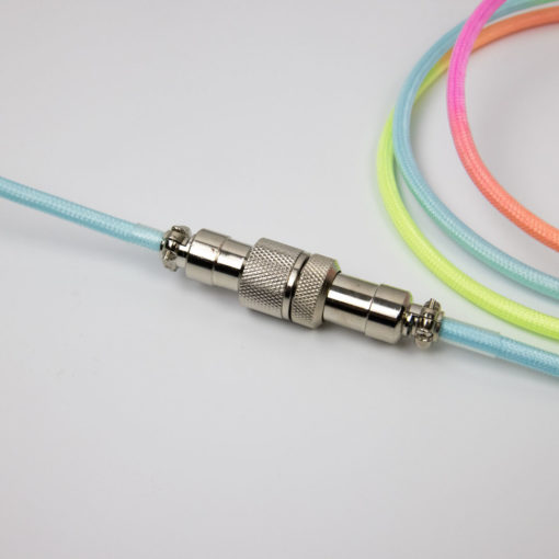 Rainbow Coiled USB C cable with Aviator Connector Closed