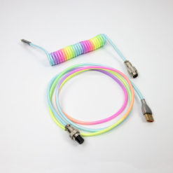 Rainbow Coiled USB C cable with Aviator Connector main